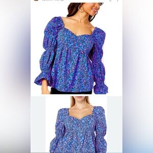 Lilly Pulitzer Blue and Pink Patterned Blouse